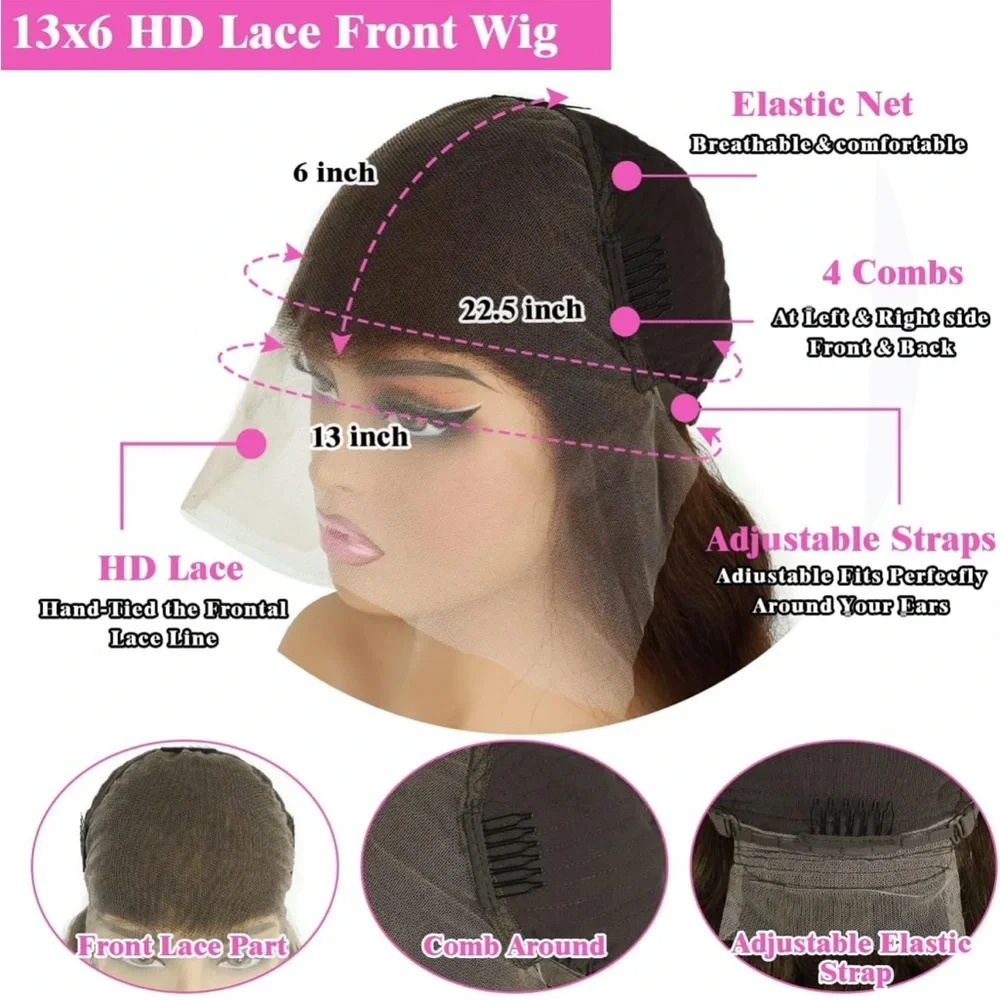 Chocolate Brown Human Hair Body Wave Lace Front 26 Inch Wig